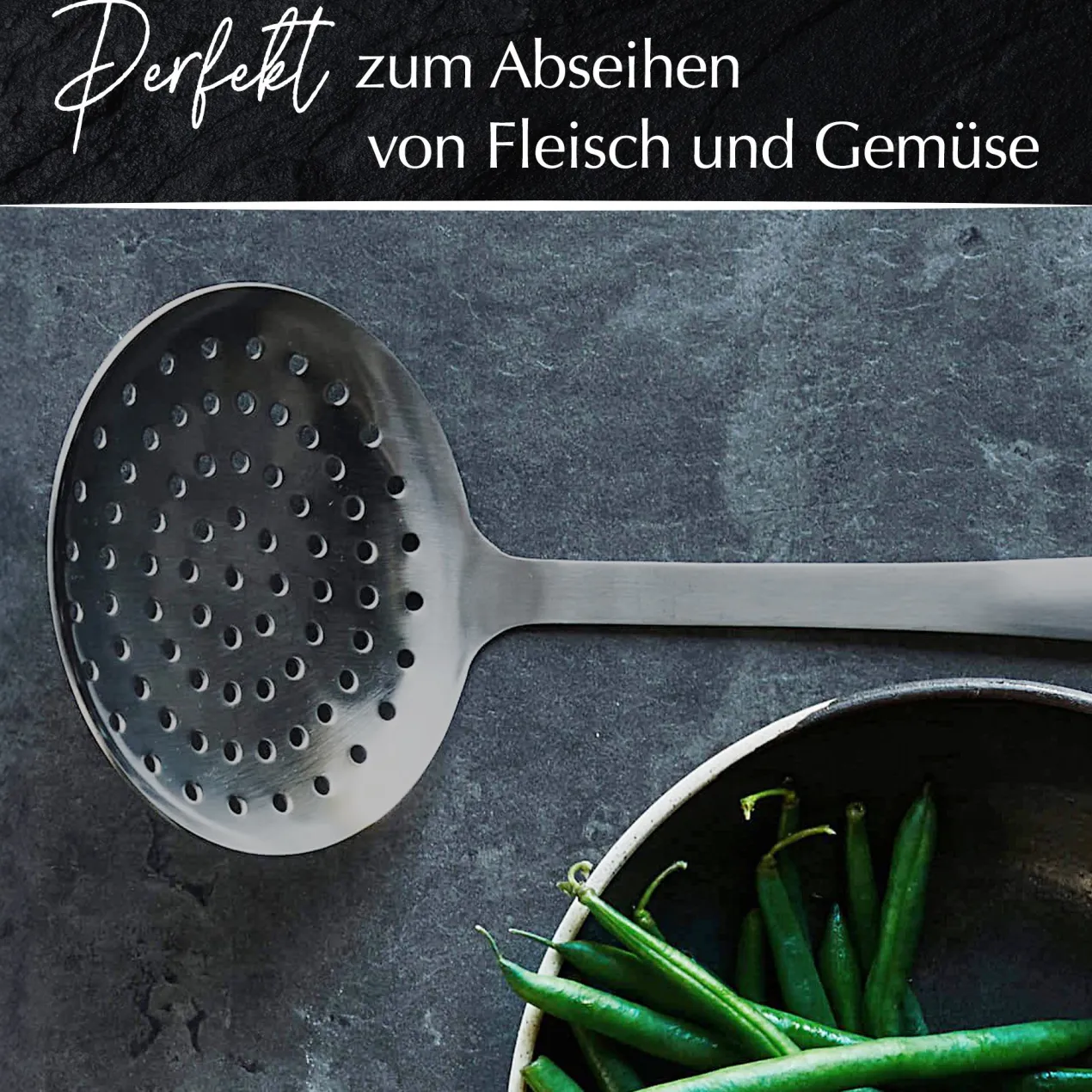 Schaumlöffel Satin, schwarz, Edelstahl