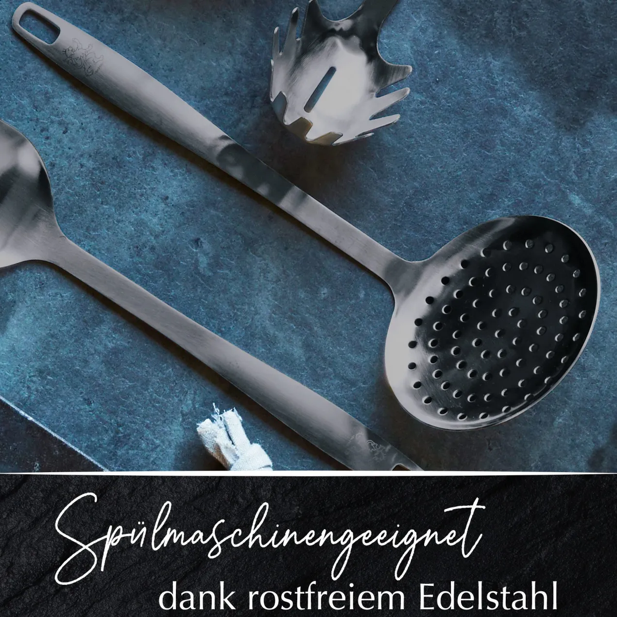 Schaumlöffel Satin, schwarz, Edelstahl