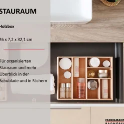 Schubkastenbox 26x7x32,1 cm, Buchenholz