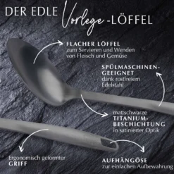 Servierlöffel Satin, schwarz, Edelstahl