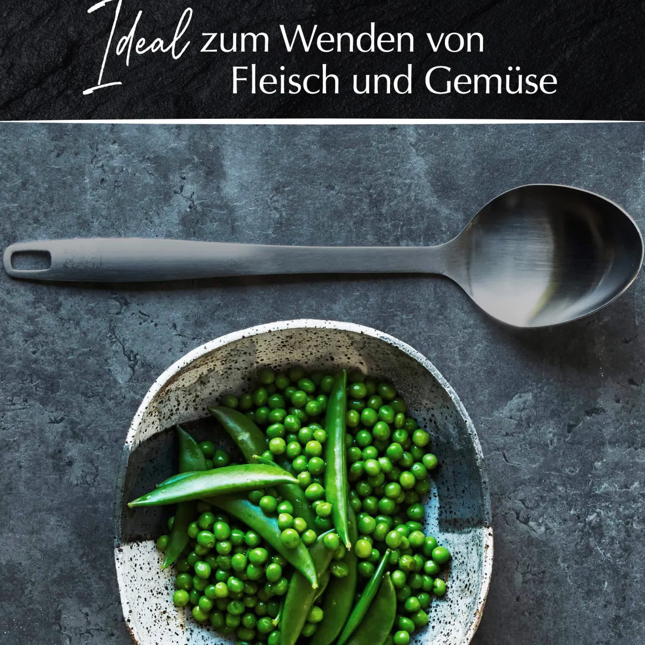 Servierlöffel Satin, schwarz, Edelstahl