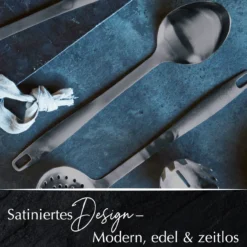Servierlöffel Satin, schwarz, Edelstahl