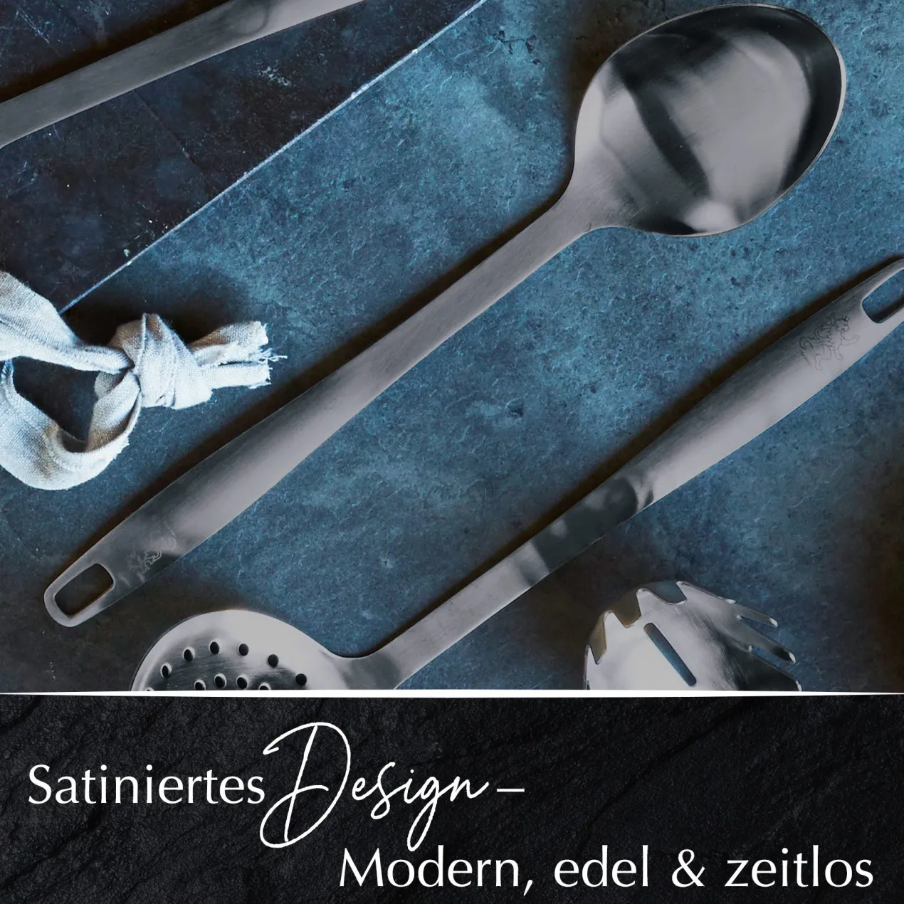 Servierlöffel Satin, schwarz, Edelstahl