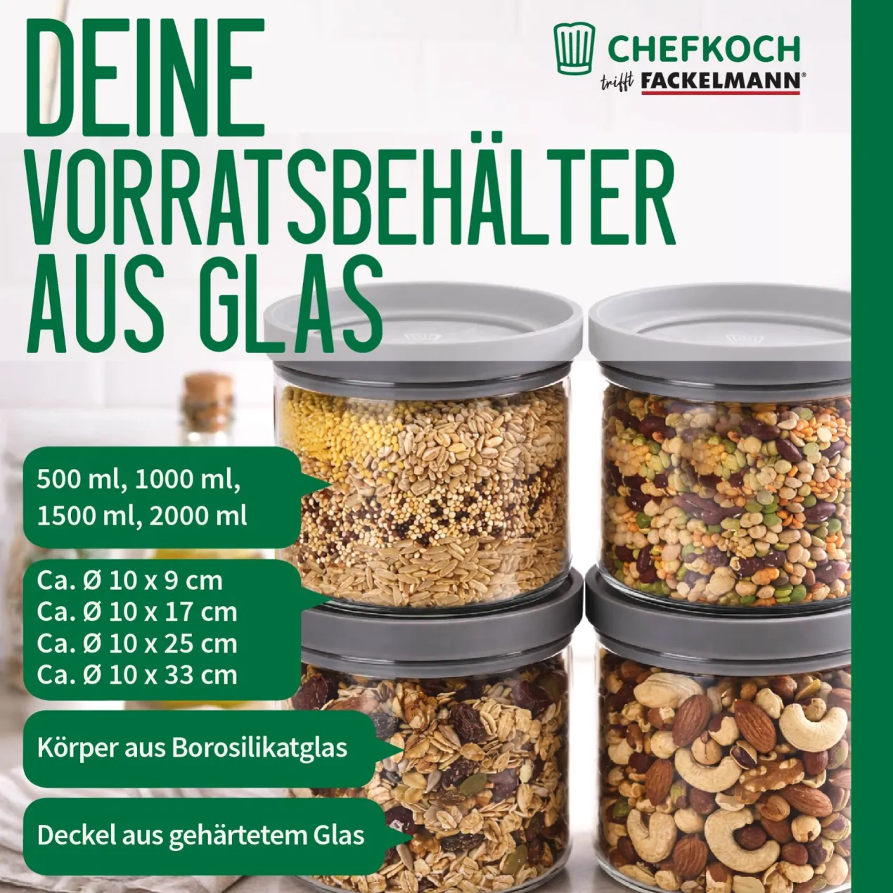 Set Vorratsdosen "Alles aus Glas", rund, 4-tlg.