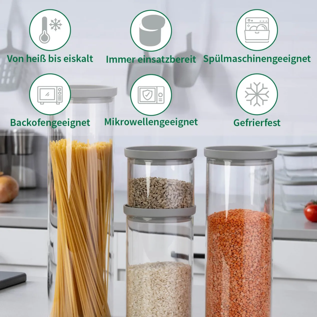 Set Vorratsdosen "Alles aus Glas", rund, 4-tlg.