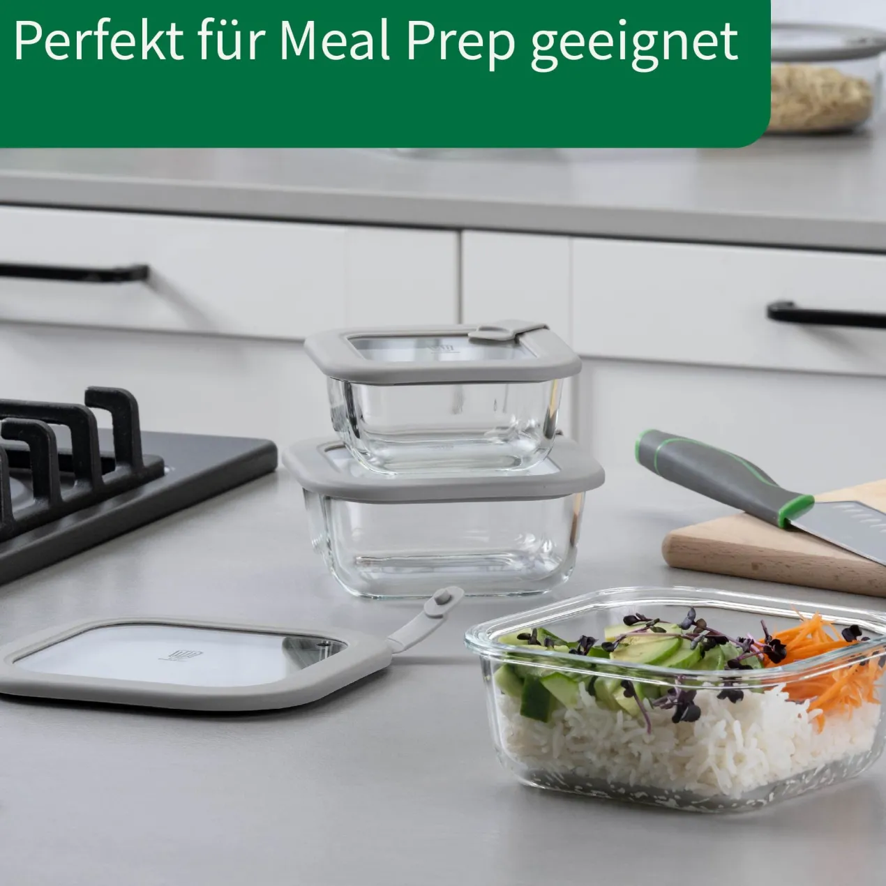 Set Vorratsgläser "Alles aus Glas", viereckig, 3-tlg.
