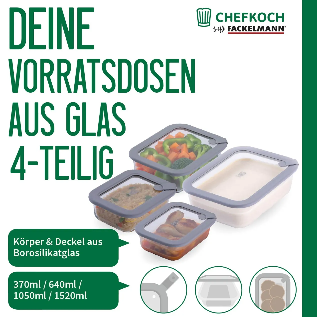 Set Vorratsgläser "Alles aus Glas", viereckig, 4-tlg.