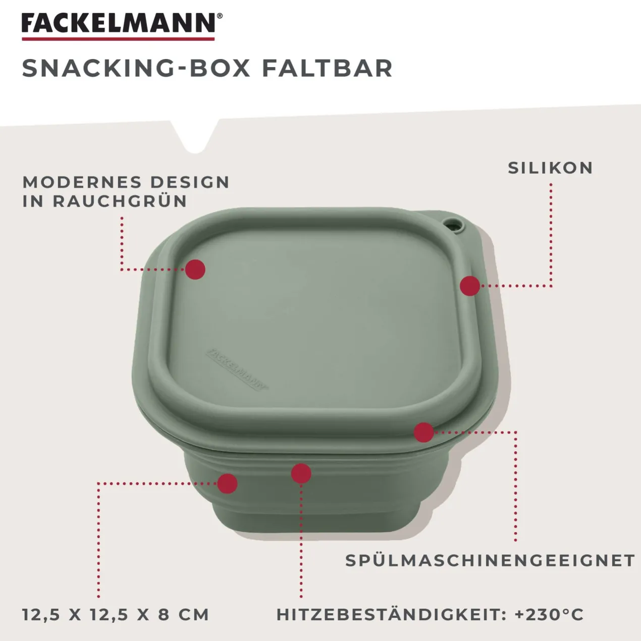 Snack Box Be The Move, faltbar, eckig, 13x13cm, grün