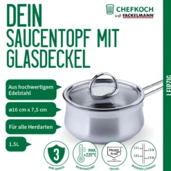 Soßentopf mit Glasdeckel Leipzig, Ø16cm