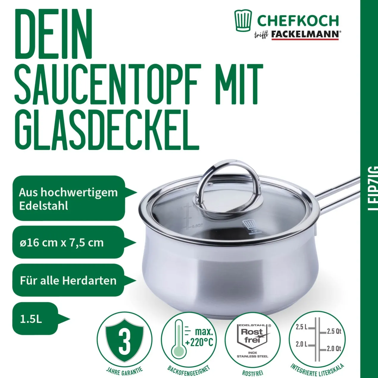 Soßentopf mit Glasdeckel Leipzig, Ø16cm