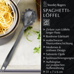 Spaghettilöffel Satin, schwarz, Edelstahl