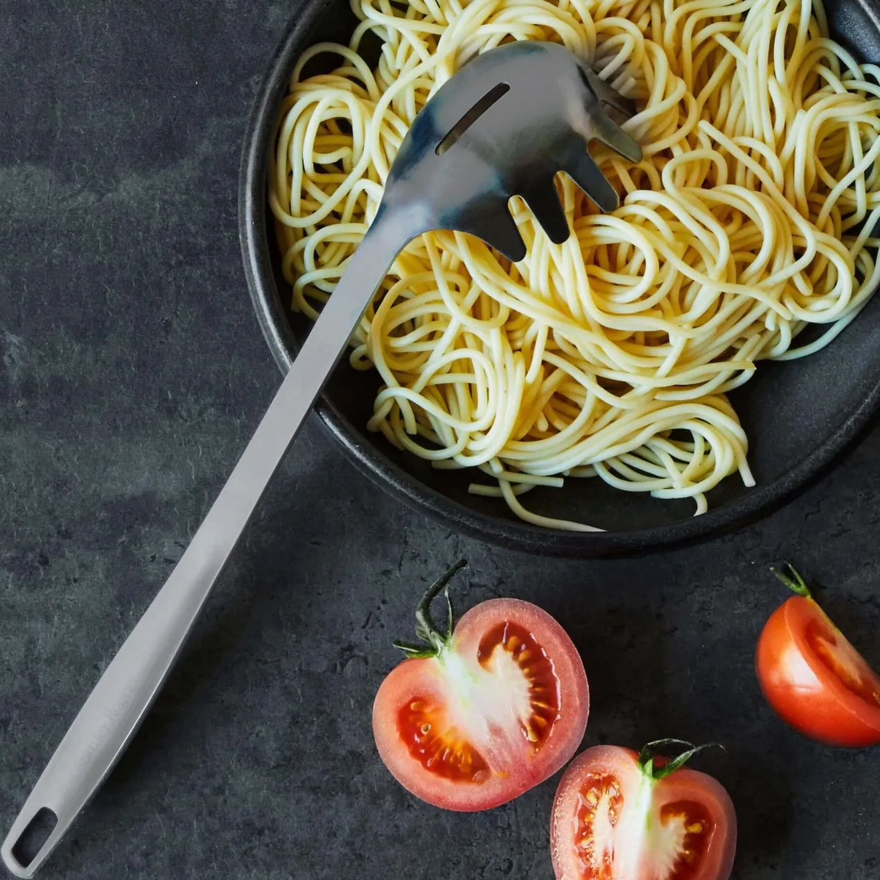 Spaghettilöffel Satin, schwarz, Edelstahl
