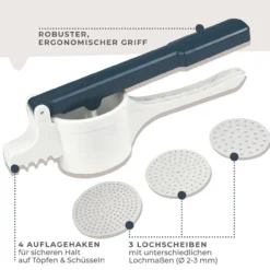 Spätzlepresse mit 3 Lochscheiben #easyprepare, 4-teilig