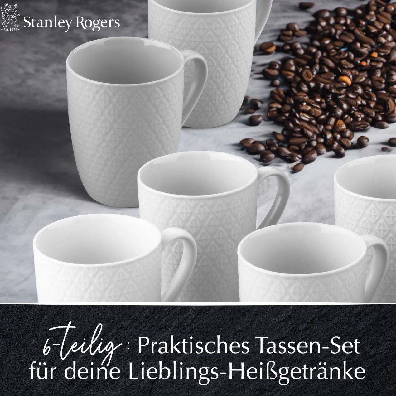 Tassen weiß, 340ml, 6er Set
