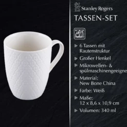 Tassen weiß, 340ml, 6er Set