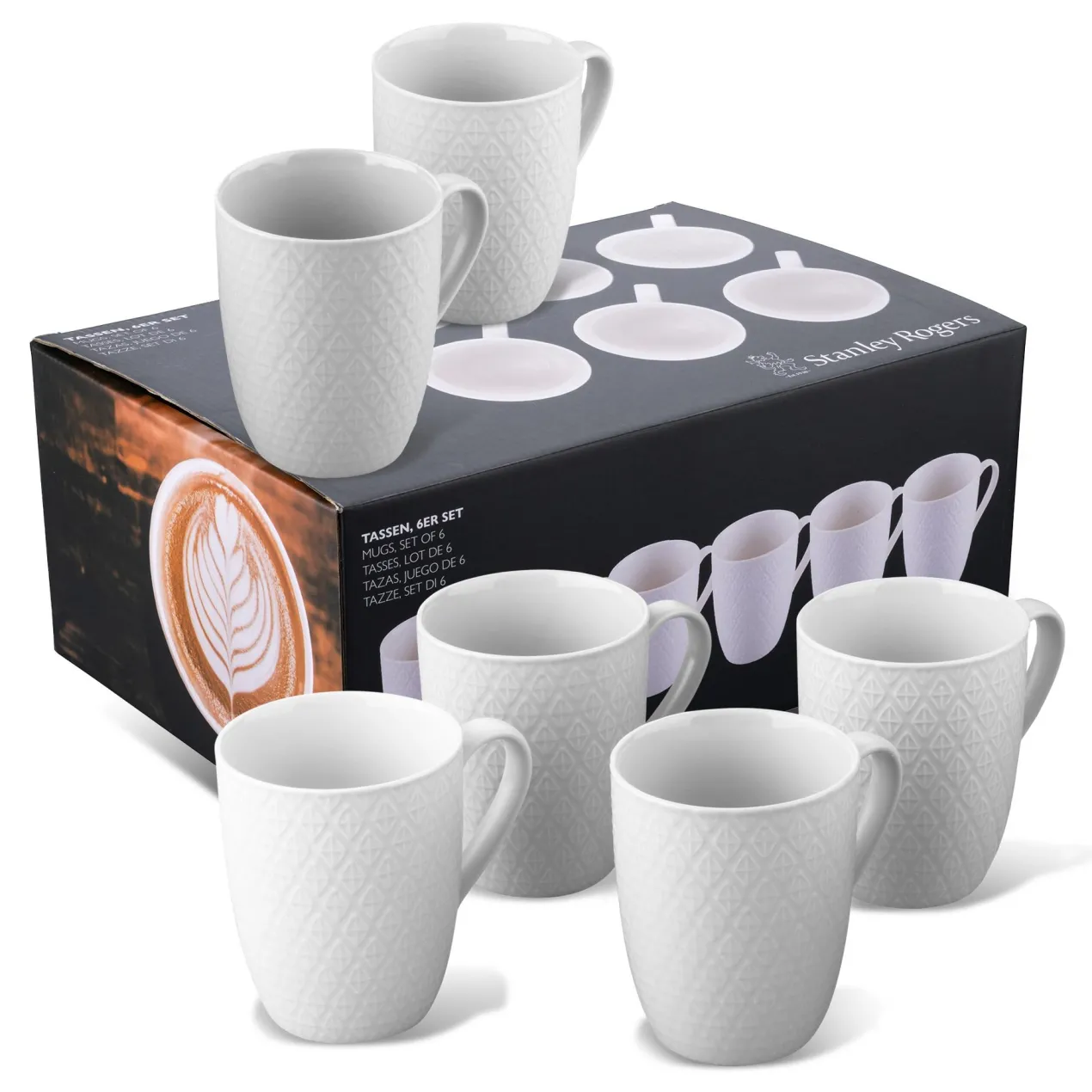 Tassen weiß, 340ml, 6er Set