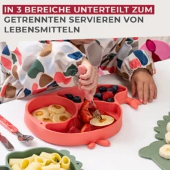 Teller mit Saugnapf Mini Cooking, Wal, unterteilt, Silikon