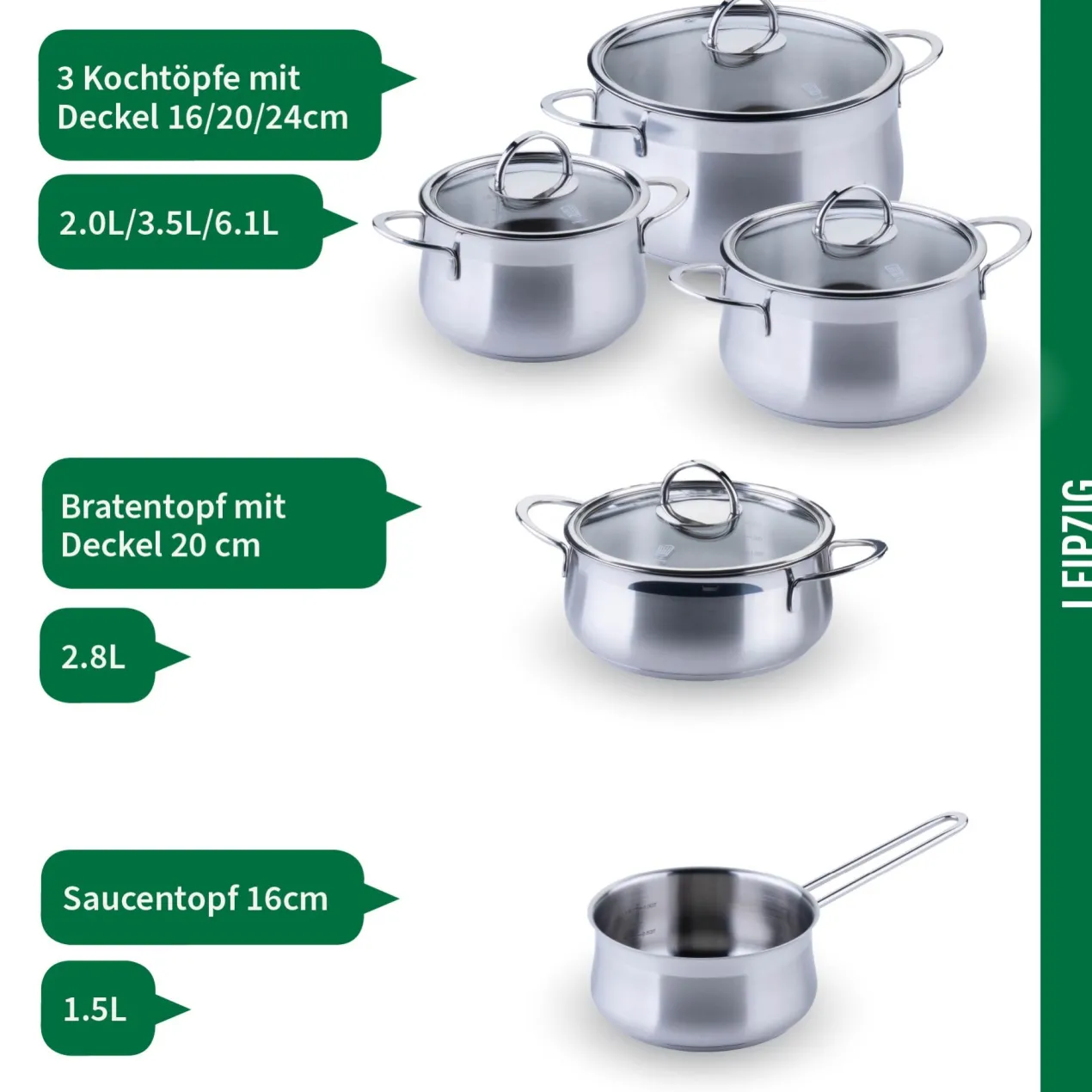 Topfset Leipzig, 9-teilig