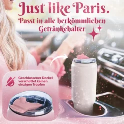 Trinkbecher mit Strohhalm-Deckel Herz, Weiß, 1L