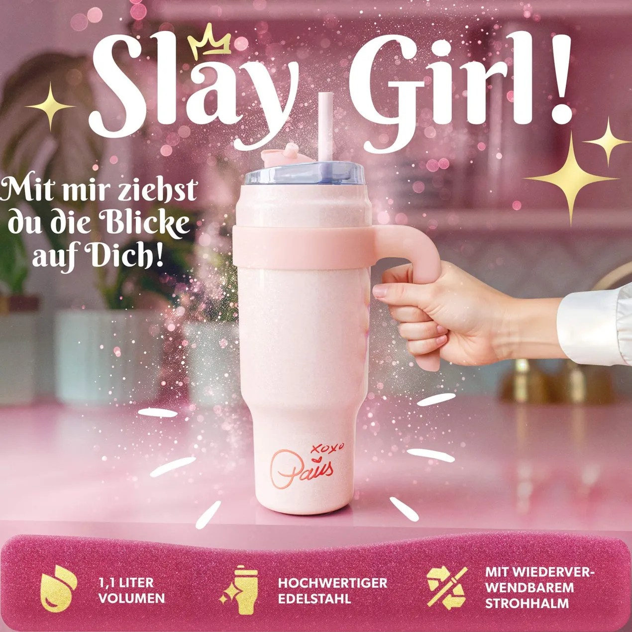 Trinkbecher Pink, 1L