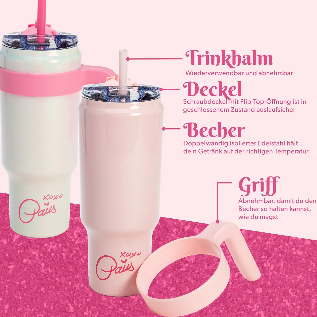 Trinkbecher Pink, 1L