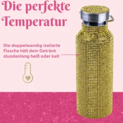 Trinkflasche Gold, Strass, 500ml