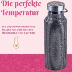 Trinkflasche Schwarz, Strass, 500ml