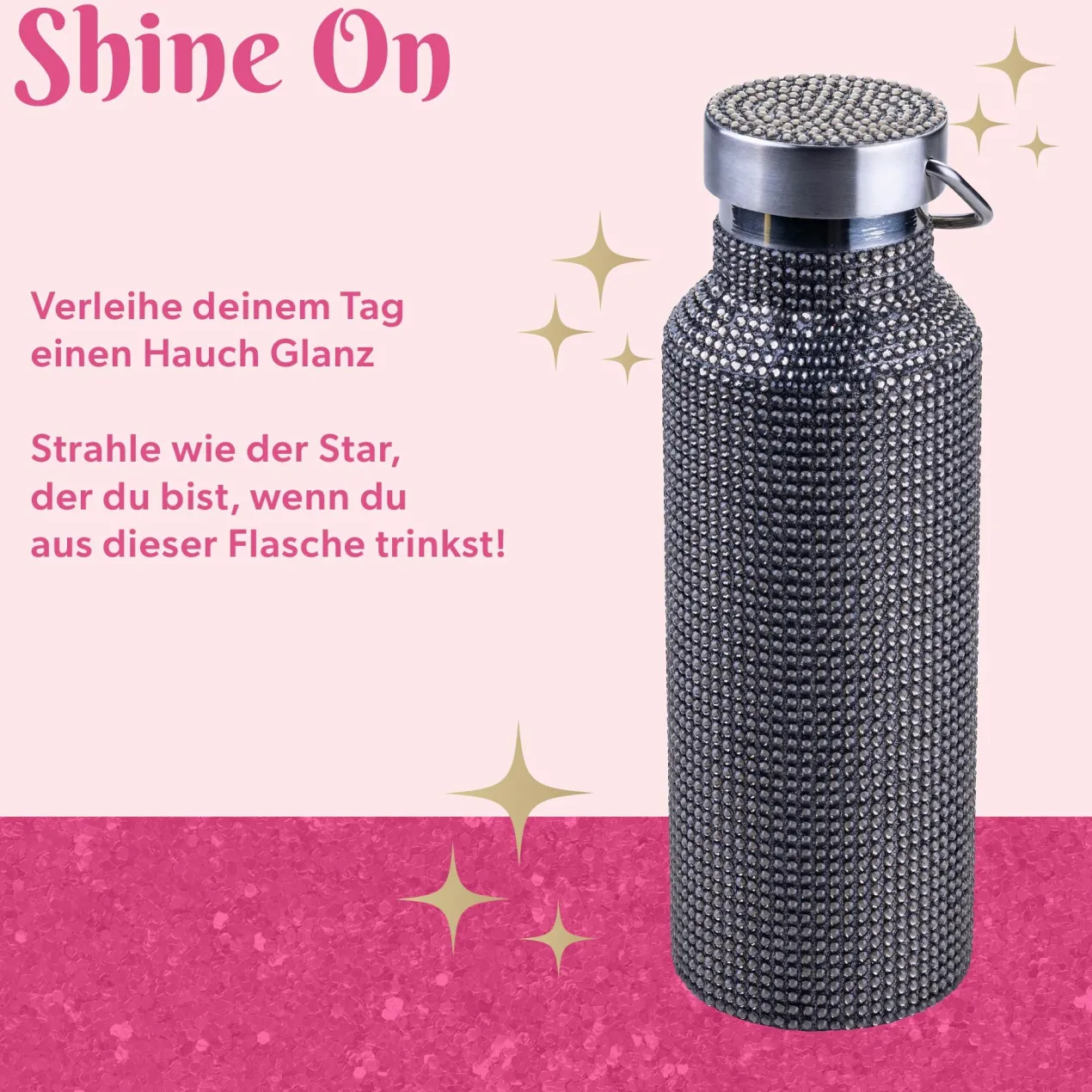 Trinkflasche Schwarz, Strass, 500ml