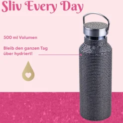 Trinkflasche Schwarz, Strass, 500ml