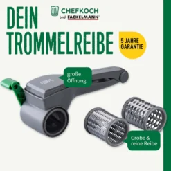 Trommelreibe mit 3 Edelstahl-Trommeln