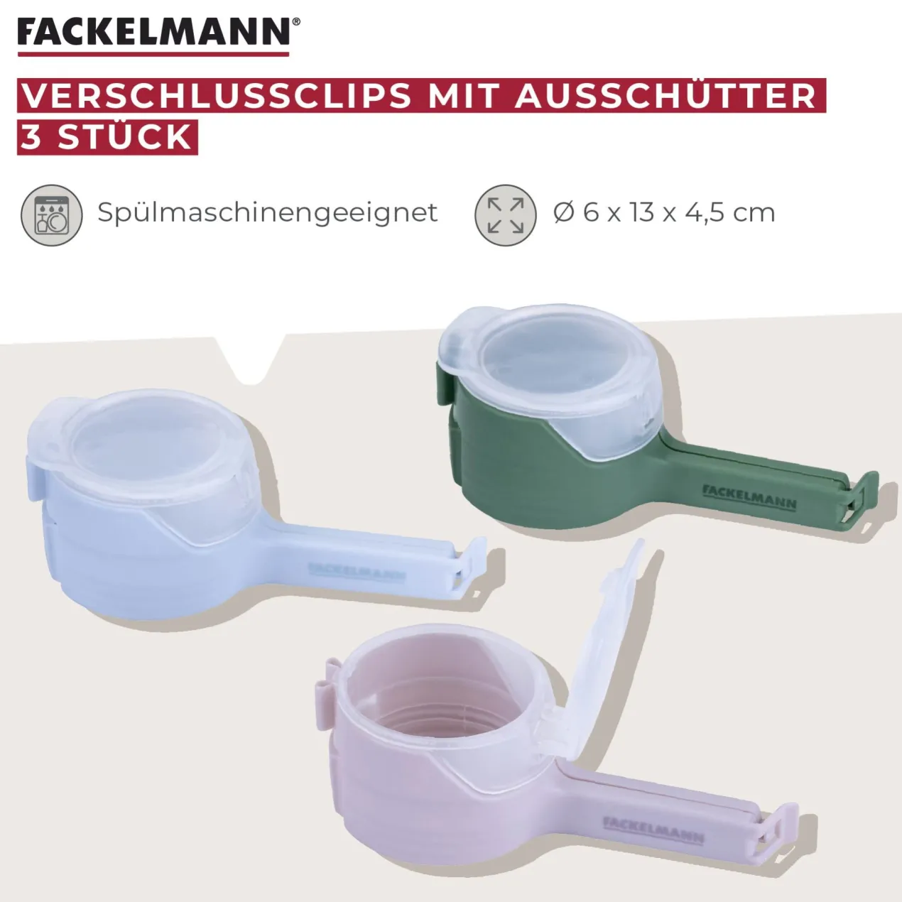 Tütenclips mit Schüttfunktion 3-tlg.