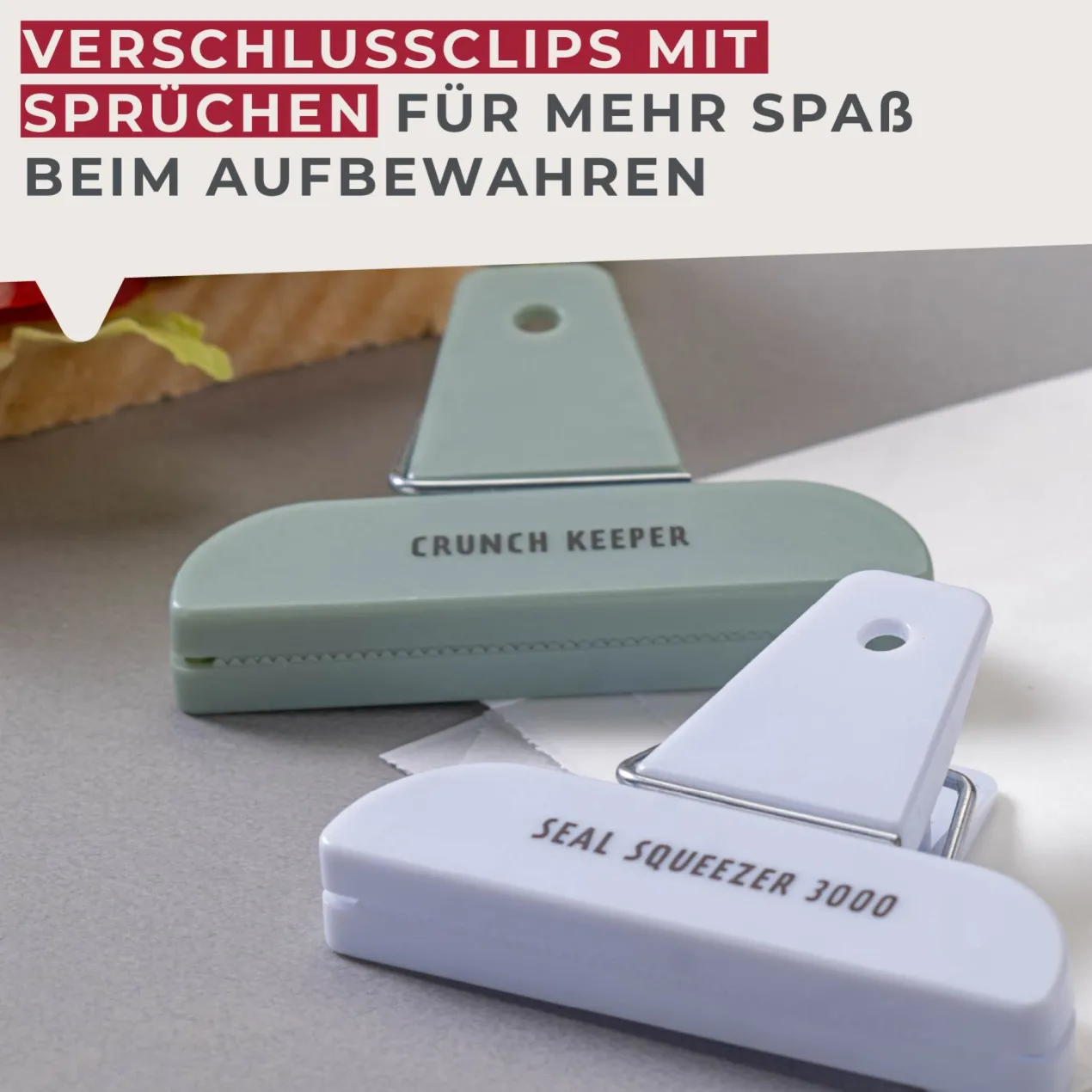 Tütenclips mit Sprüchen Be The Move, 2-tlg.