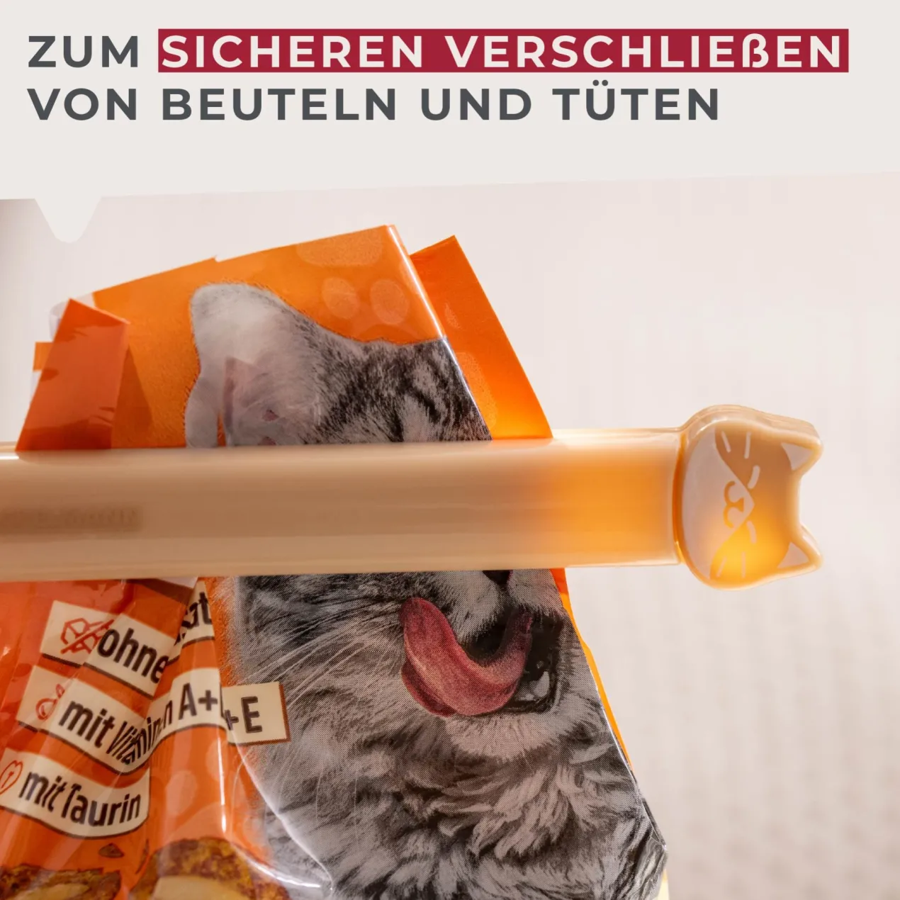 Verschluss-Clips Katze Our Pets, beige