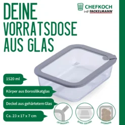 Vorratsdose Glas, eckig, 1520ml
