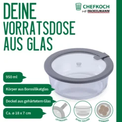Vorratsdose Glas, rund, 950ml