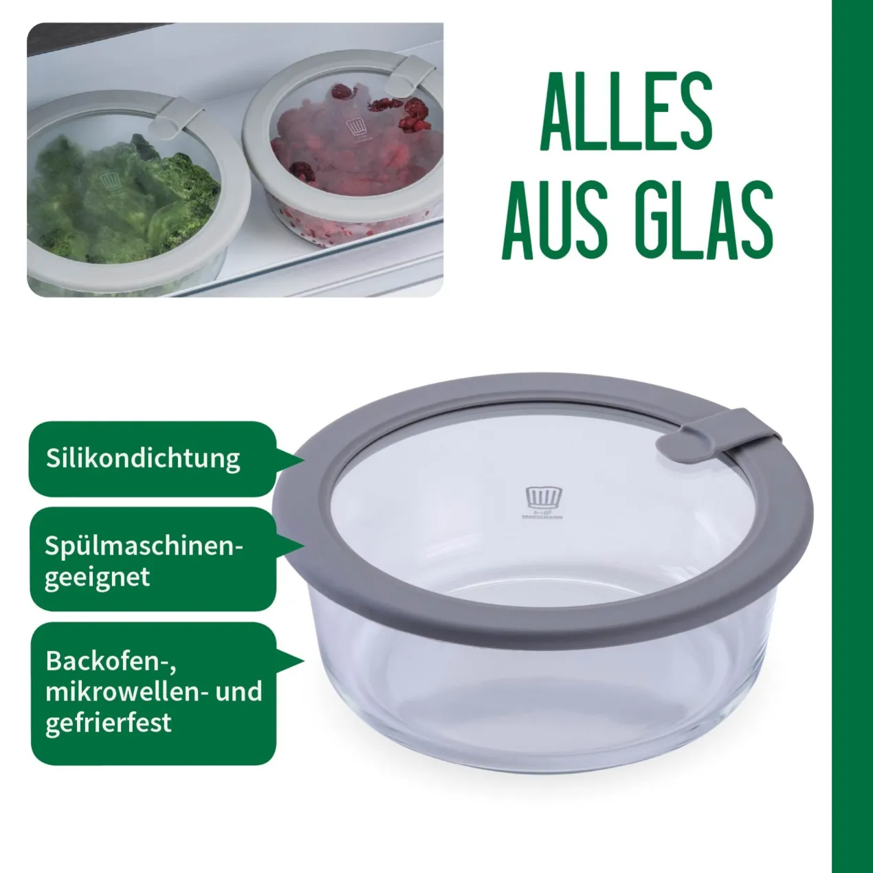 Vorratsdose Glas, rund, 950ml