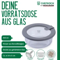 Vorratsdose Glas, rund, 400ml