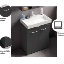 Waschbeckenunterschrank Easy, 60cm, Anthrazit, stehend