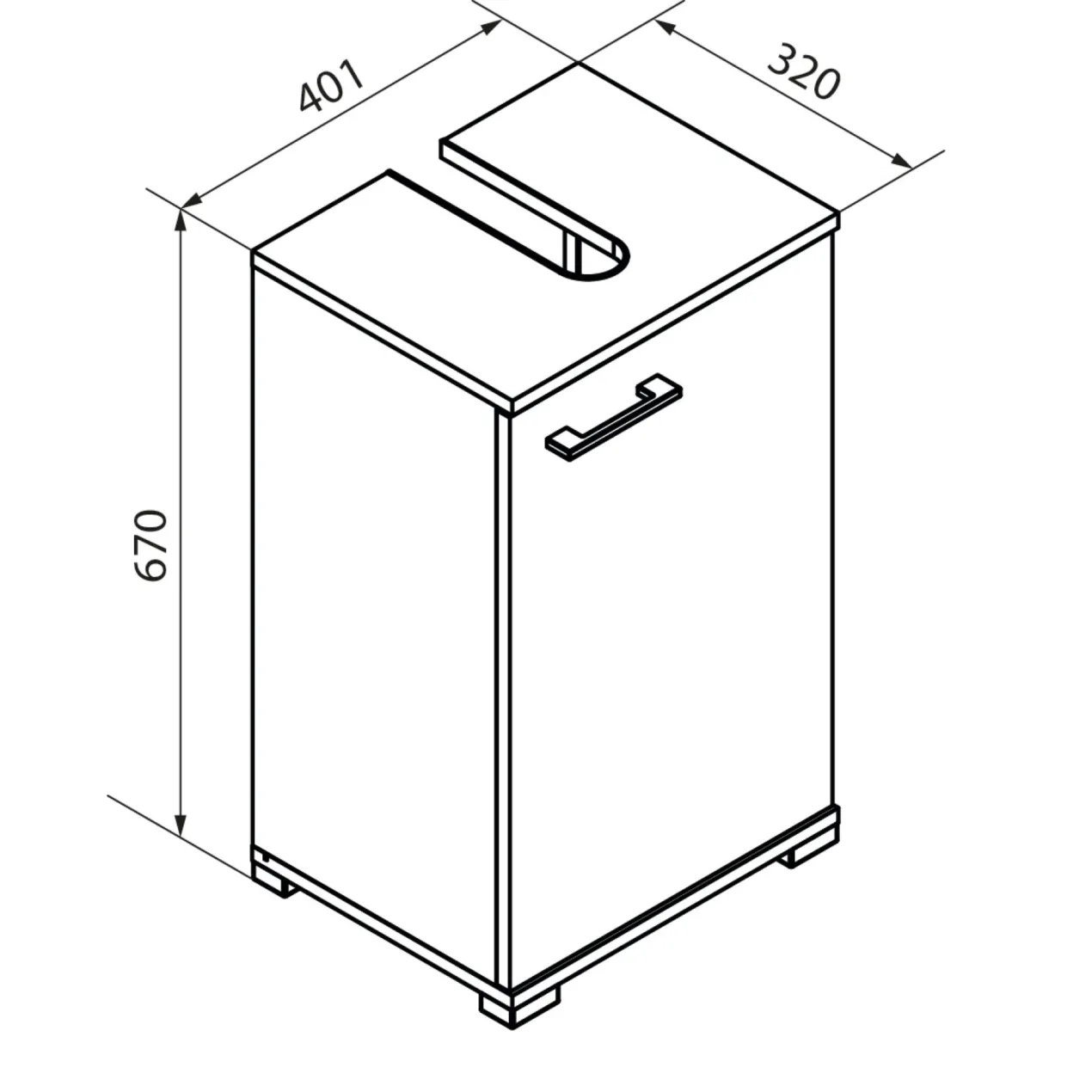 Waschbeckenunterschrank Easy, 40cm, Eiche, stehend