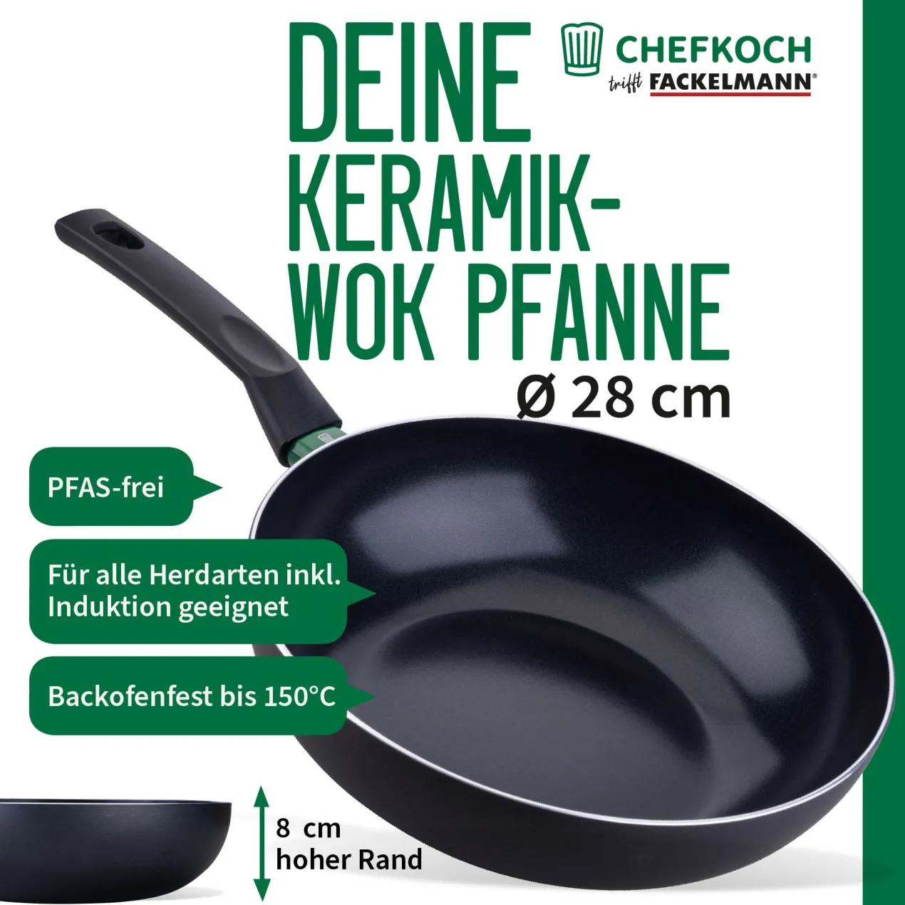 Wokpfanne Bielefeld, Keramik, antihaft, Ø28cm