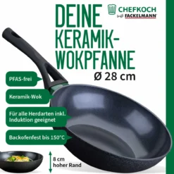 Wokpfanne Hamburg, keramische Antihaft-Beschichtung, Ø28cm