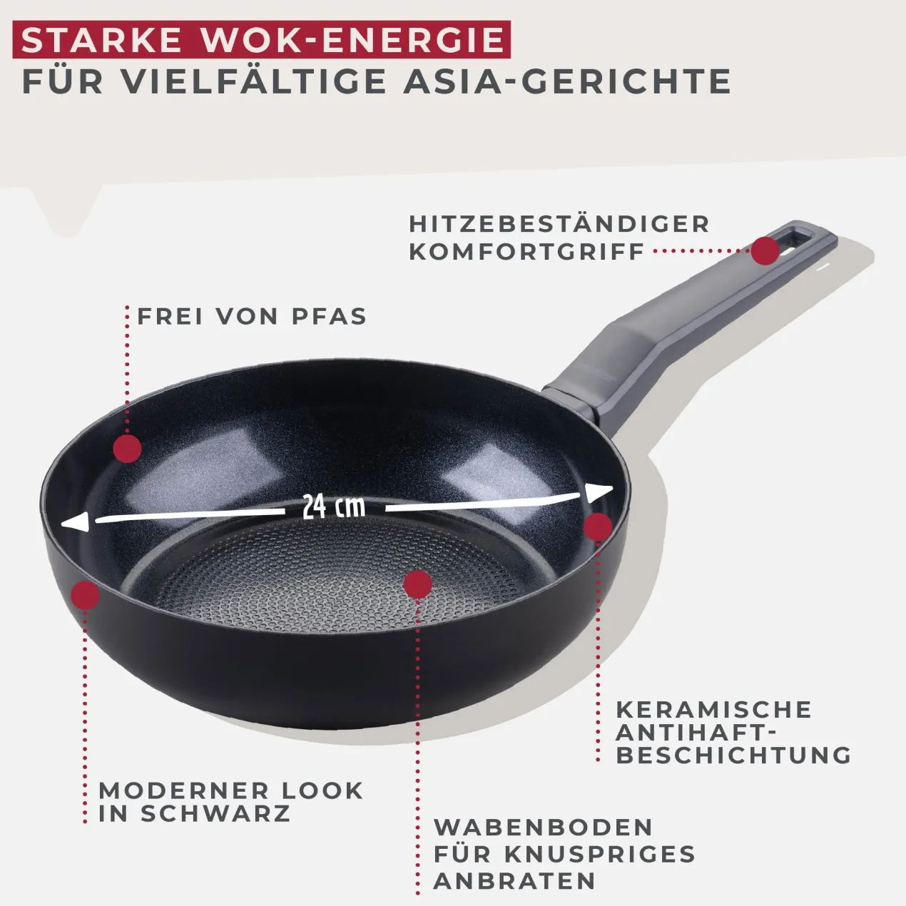 Wokpfanne Statement, Keramik, antihaft, Ø24cm – 20% Rabatt mit Code: COOK20